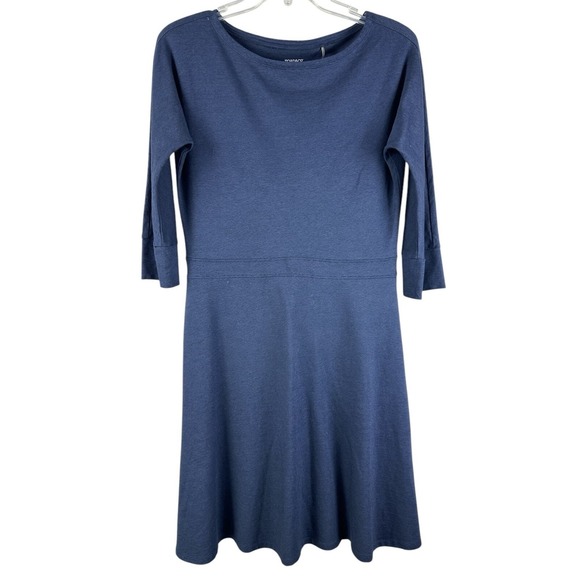 Toad & Co Women's Sz S Navy Blue Sleeve Dress Pockets 3/4 Sleeve - Picture 2 of 9